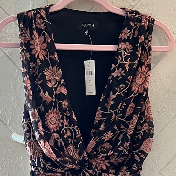 NWT ANTHROPOLOGIE X 4SI3NNA V-Neck Floral Sleeveless Midi Dress MP - Picture 4 of 5